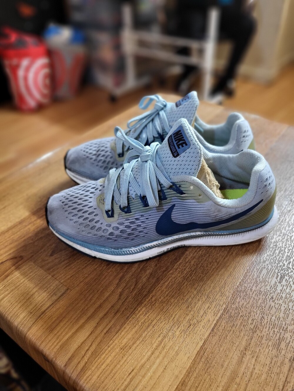 Womens Nike Air Zoom Pegasus 34 Size 8 Work Blue Black Ice Running Sneakers